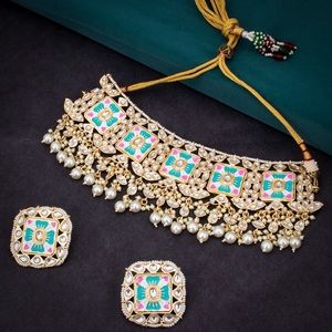 Beautiful meena Jwellery with studs Royal look